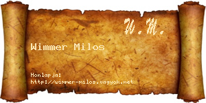 Wimmer Milos névjegykártya
